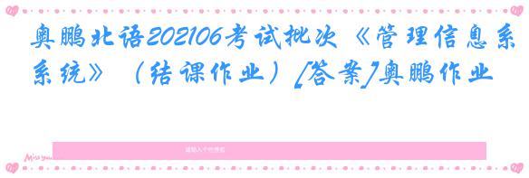 奥鹏北语202106考试批次《管理信息系统》（结课作业）[答案]奥鹏作业