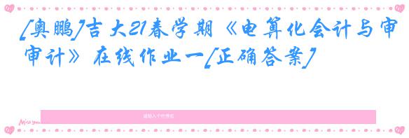 [奥鹏]吉大21春学期《电算化会计与审计》在线作业一[正确答案]