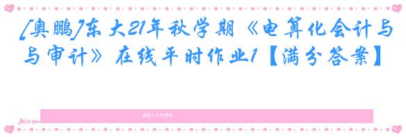 [奥鹏]东大21年秋学期《电算化会计与审计》在线平时作业1【满分答案】