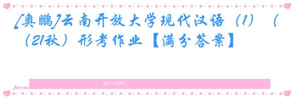 [奥鹏]云南开放大学现代汉语（1）（21秋）形考作业【满分答案】