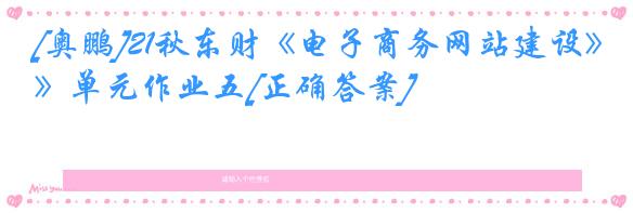 [奥鹏]21秋东财《电子商务网站建设》单元作业五[正确答案]