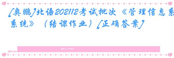 [奥鹏]北语202112考试批次《管理信息系统》（结课作业）[正确答案]