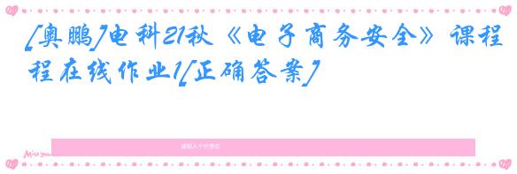 [奥鹏]电科21秋《电子商务安全》课程在线作业1[正确答案]