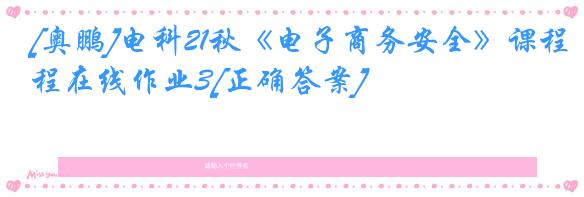[奥鹏]电科21秋《电子商务安全》课程在线作业3[正确答案]