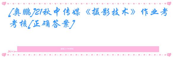 [奥鹏]21秋中传媒《摄影技术》作业考核[正确答案]