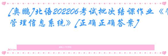 [奥鹏]北语202206考试批次结课作业《管理信息系统》[正确正确答案]