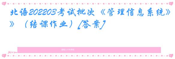 北语202203考试批次《管理信息系统》（结课作业）[答案]