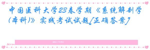 中国医科大学23春学期《系统解剖学(本科)》实践考试试题[正确答案]