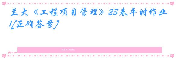兰大《工程项目管理》23春平时作业1[正确答案]