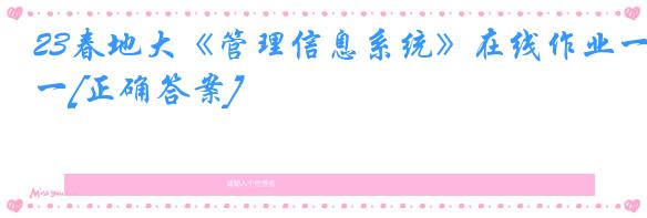 23春地大《管理信息系统》在线作业一[正确答案]