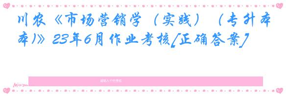 川农《市场营销学（实践）（专升本)》23年6月作业考核[正确答案]