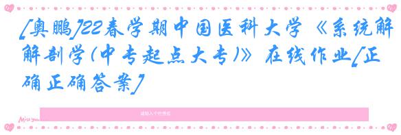 [奥鹏]22春学期中国医科大学《系统解剖学(中专起点大专)》在线作业[正确正确答案]